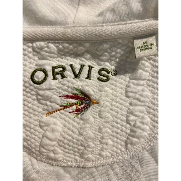 Orvis Best-Selling Cable Knit Hooded Vest Sweater- Preowned Size Medium WC47 - Picture 5 of 5
